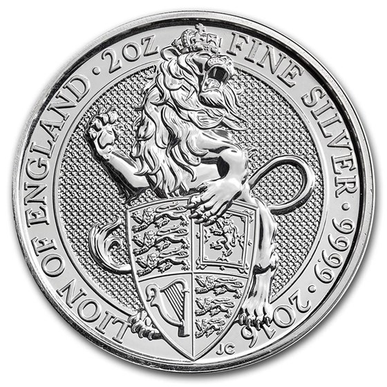 2016 Great Britain 2 oz Silver Queen's Beasts The Lion 2016 Great Britain 2 oz Silver Queen's Beasts The Lion
